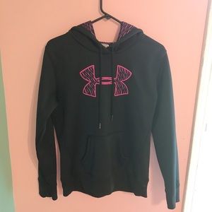 Under Armor Black and Pink Hoodie Medium